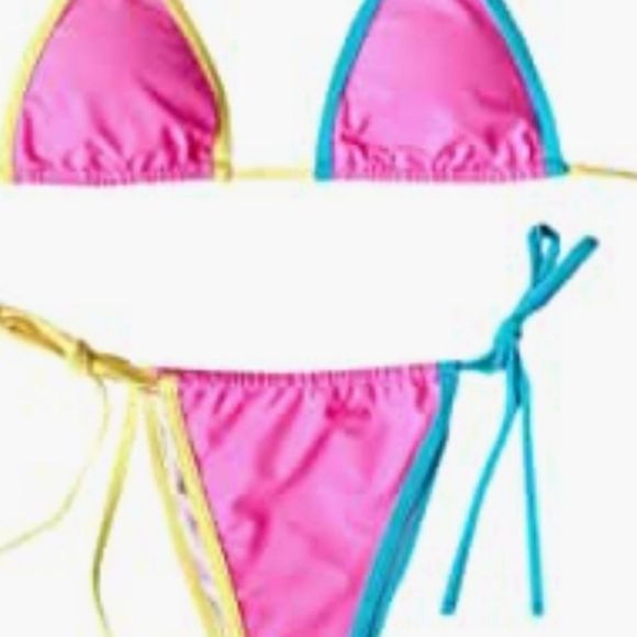 New brazilian style Women's Color Block Halter Tr - Picture 4 of 5